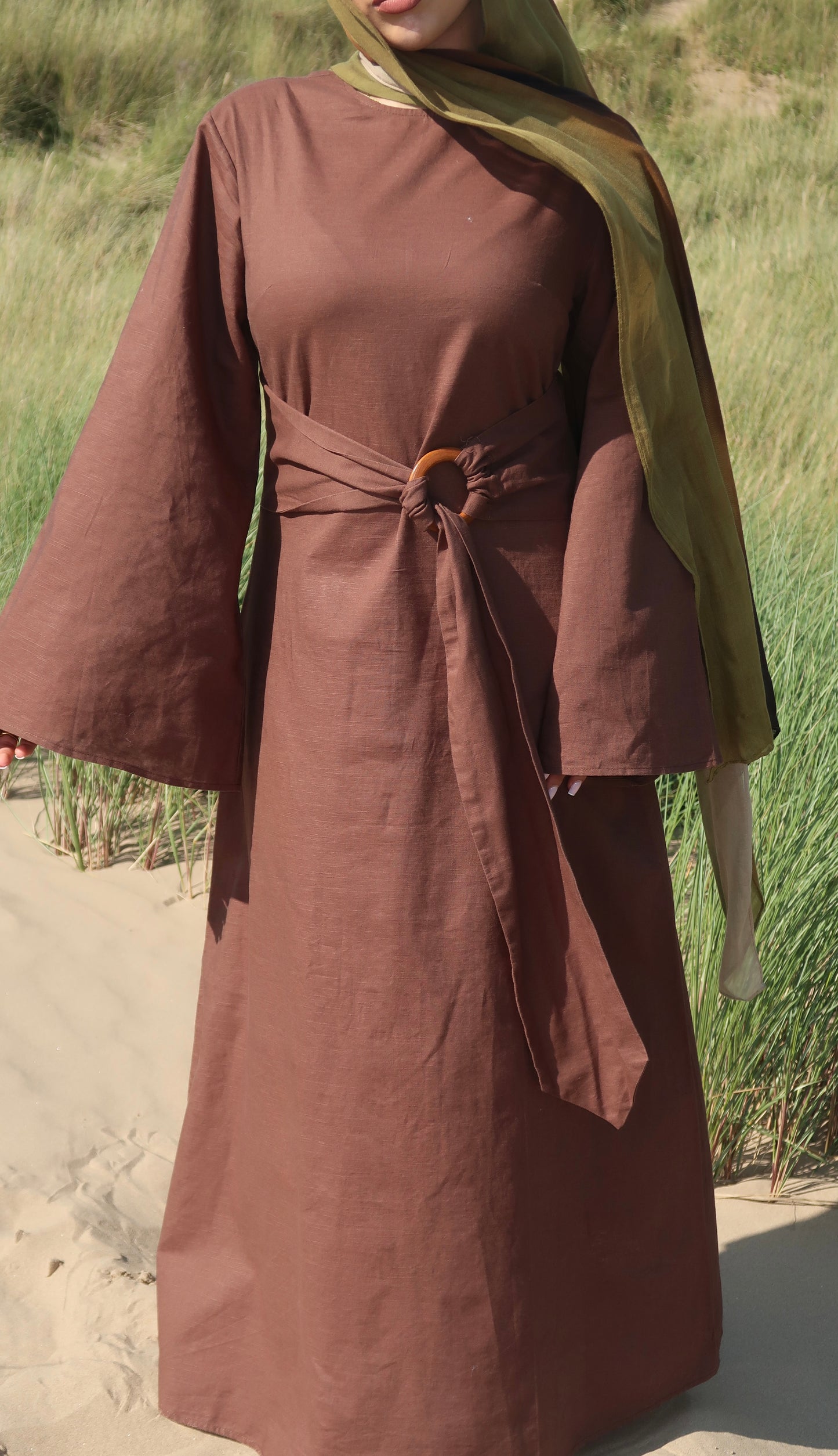 Brown dune linen dress