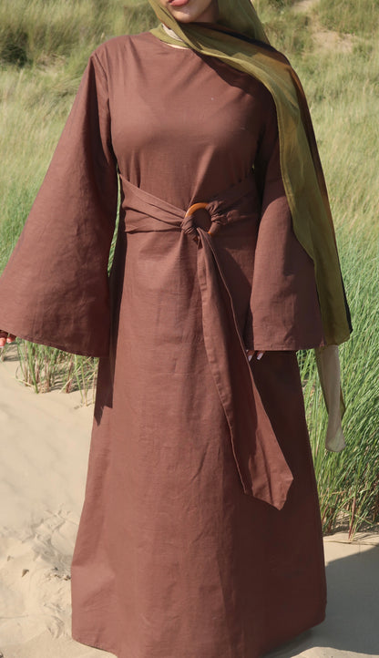 Brown dune linen dress