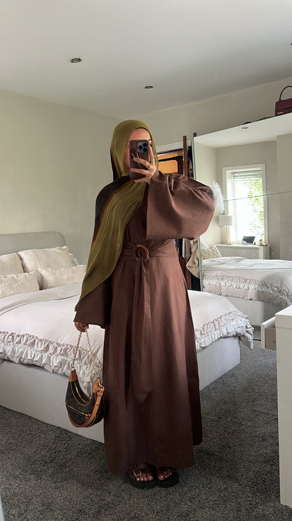 Brown dune linen dress