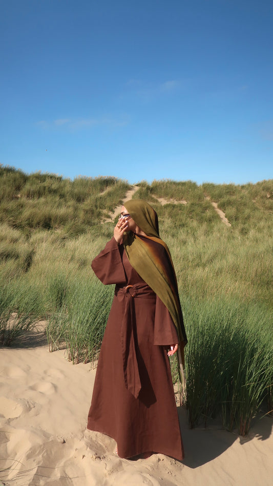 Brown dune linen dress